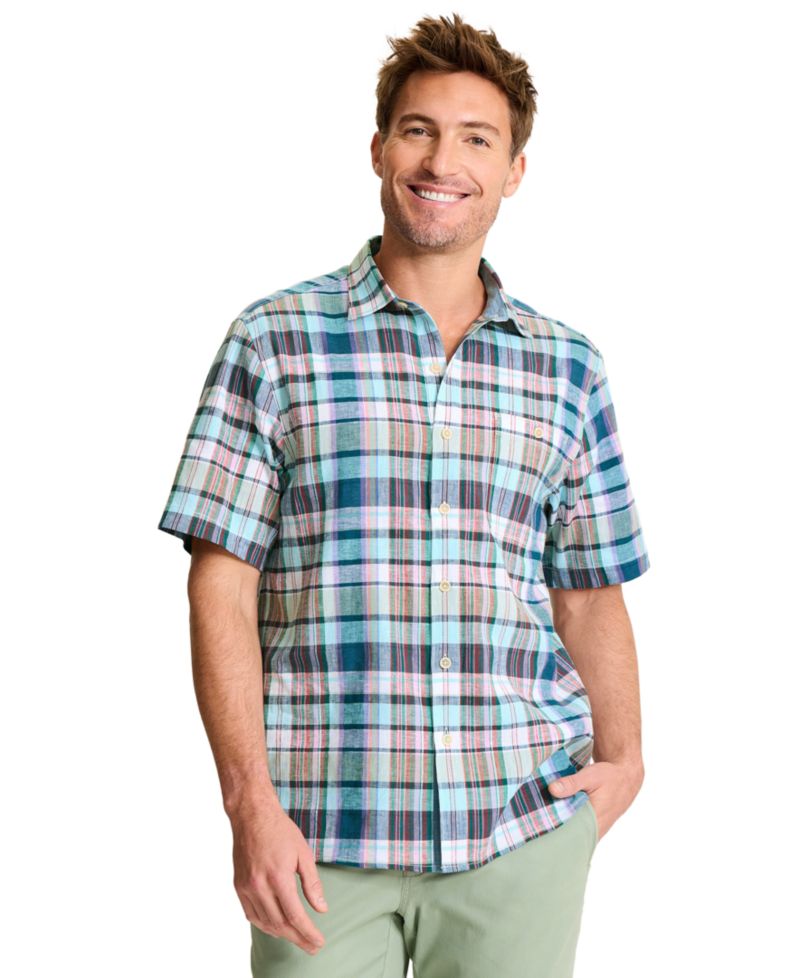 Men's Barbados Breeze Tavira Check Linen Regular-Fit Shirt
