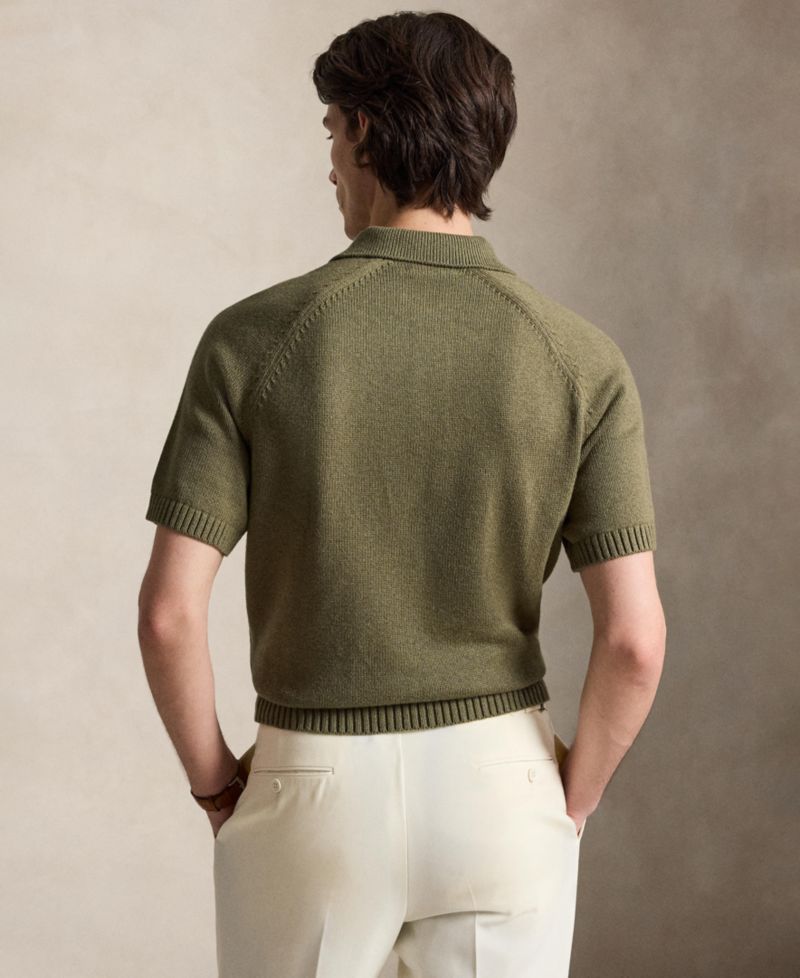 Men's Thick-Gauge Cotton Polo Sweater