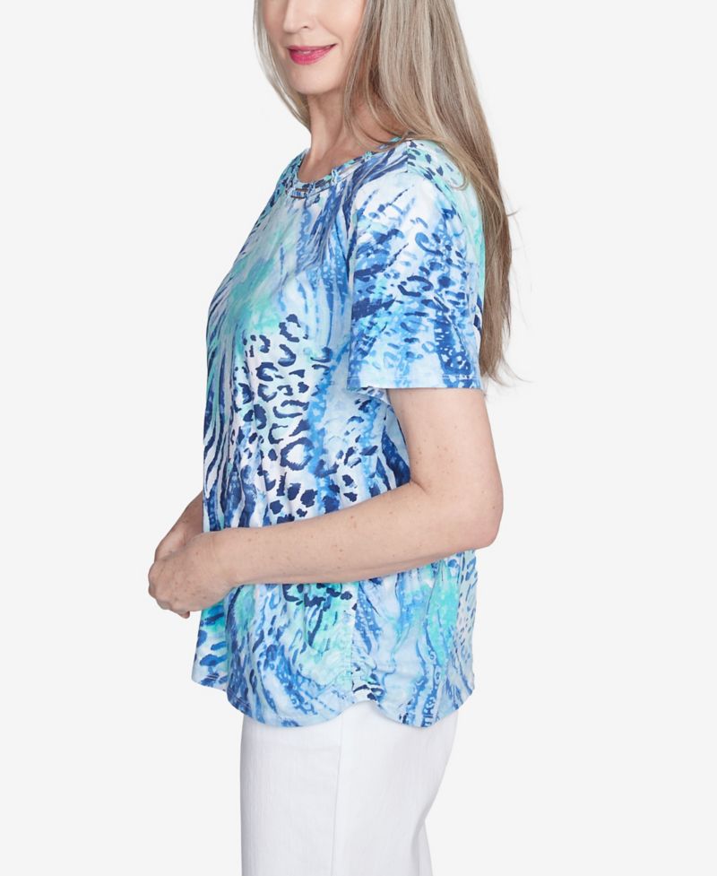 Women's Animal Printed Top with Ruched Sides