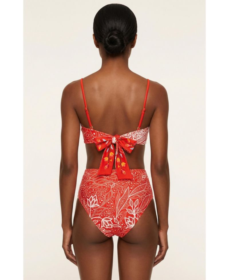 Women's Scarlet Bloom Reversible Square Bandeau Top