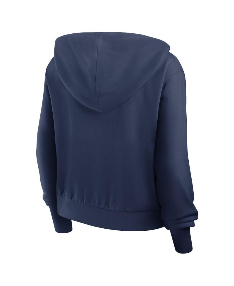 Women's Navy Houston Astros Cropped Chill Full-Zip Hooded Jacket