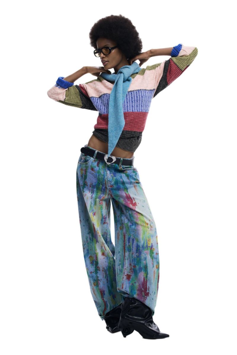 Women's Wide leg splatter jeans