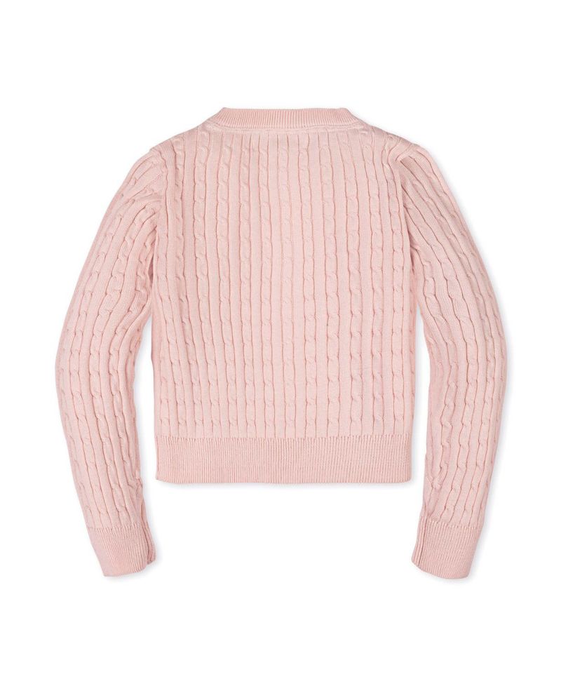Hope and Henry Little and Big Girls' Organic Classic Cable Cardigan Sweater
