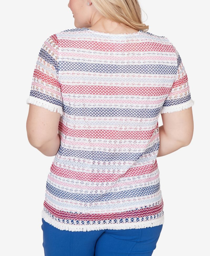 Women's The Royal Treatment Biadere Fringe Textured T-Shirt with Necklace