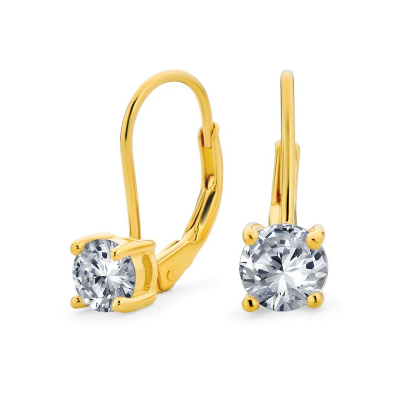 Classic Round 1CT CZ Solitaire Drop Stud Earrings