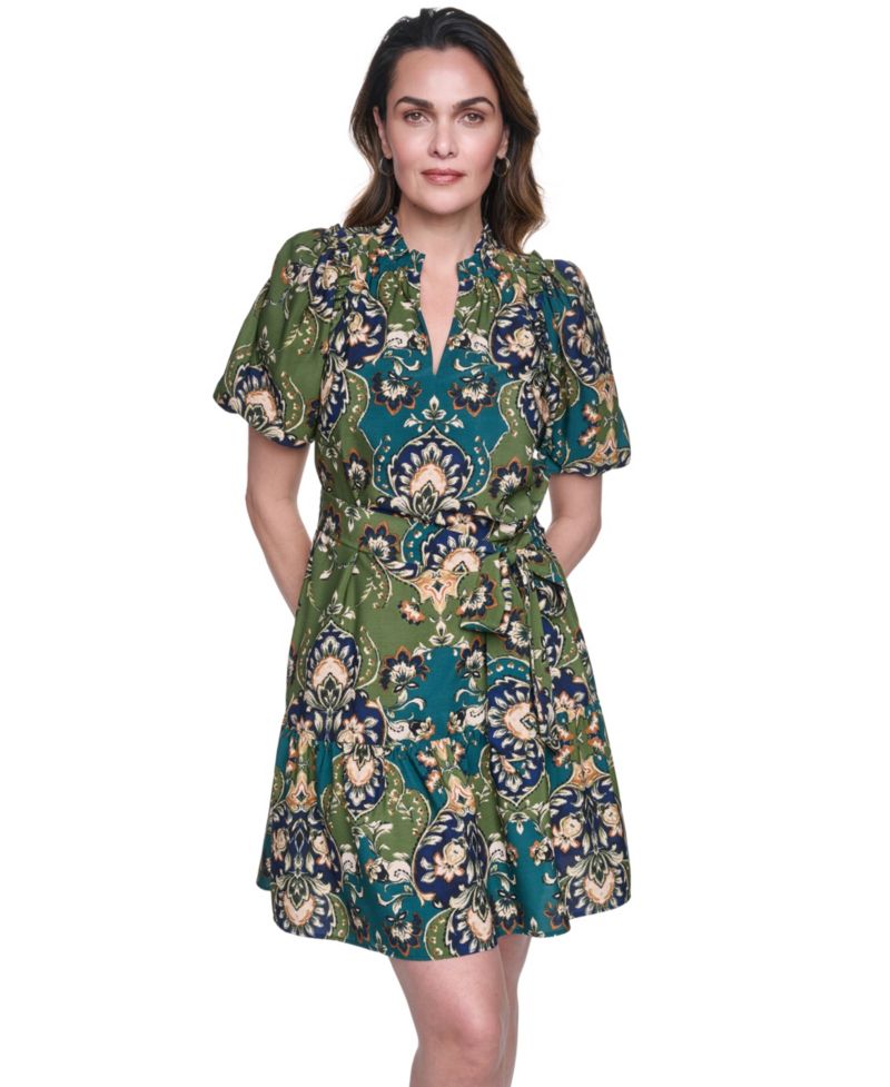 Women's Printed Puff-Sleeve Dress