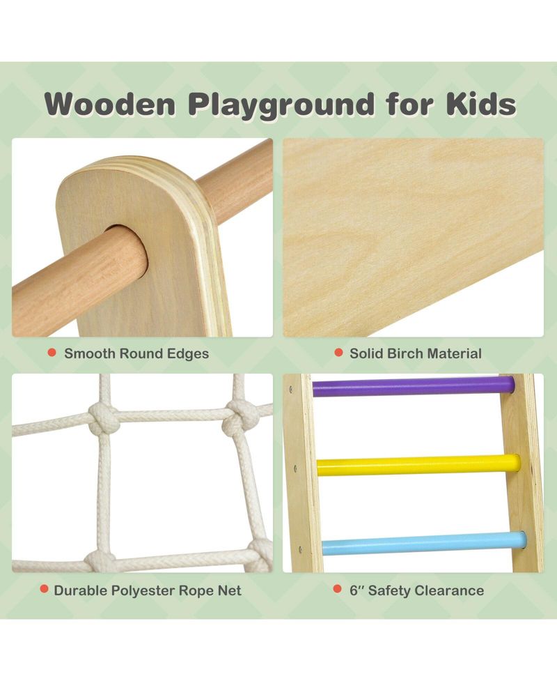 8-in-1 Wooden Climbing Gym Playset