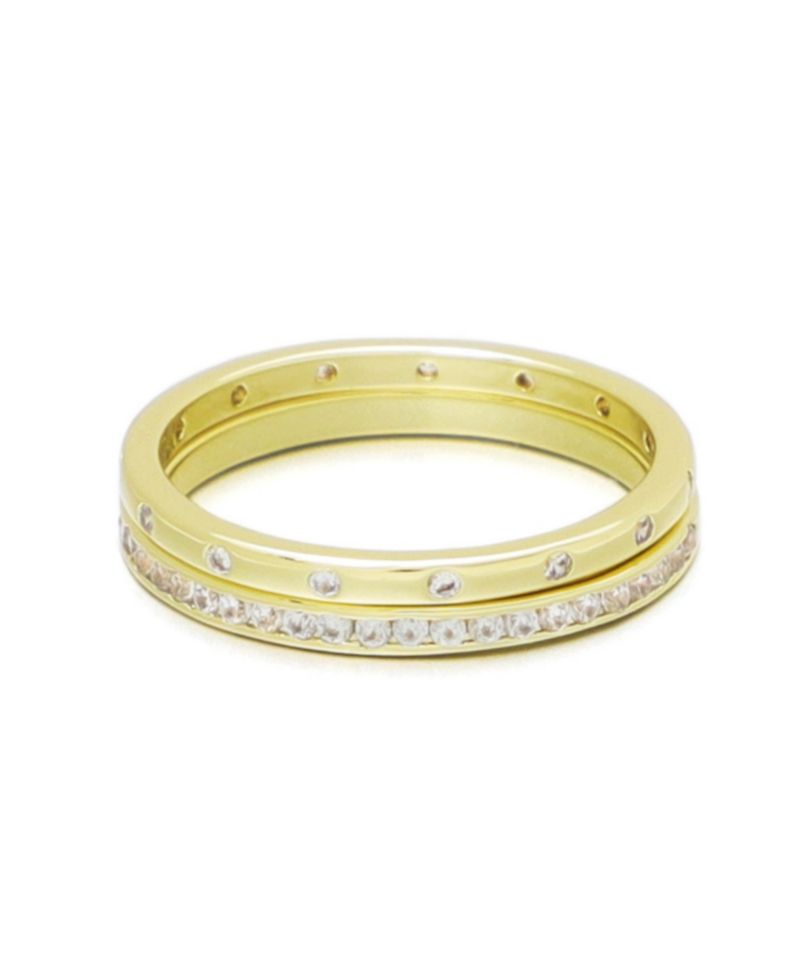 14k Gold 1/2 Eternity and Dotted Band Set of 2 Rings