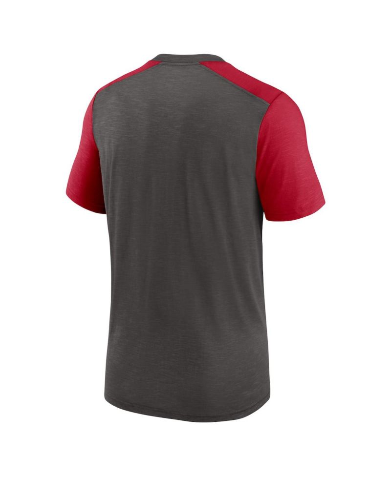 Men's Heathered Pewter/Heathered Red Tampa Bay Buccaneers Color Block Team Name T-Shirt