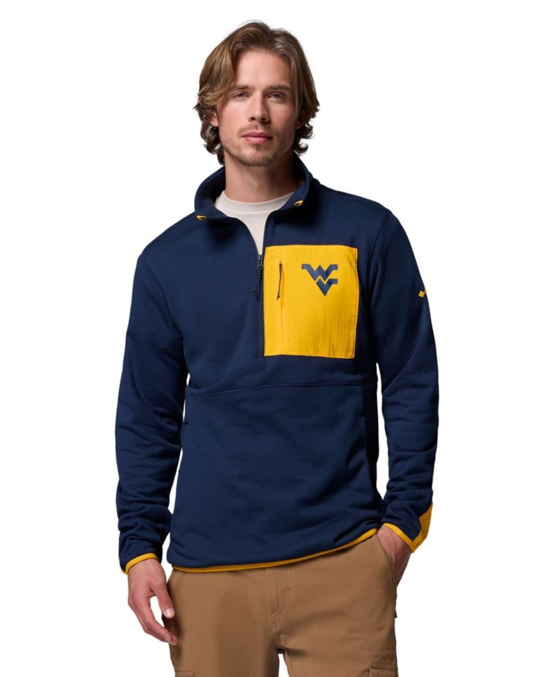 Men's Navy West Virginia Mountaineers Hike Omni-Wick Half-Zip Pullover Sweatshirt