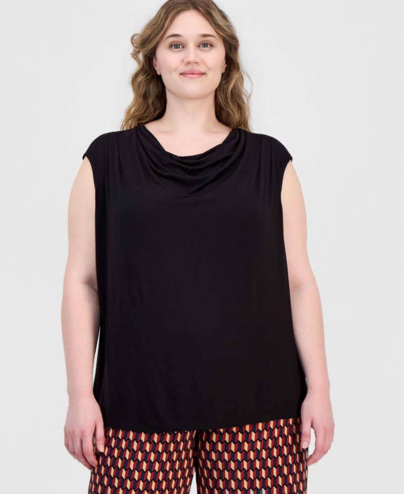 Plus Size Cowl-Neck Sleeveless Top