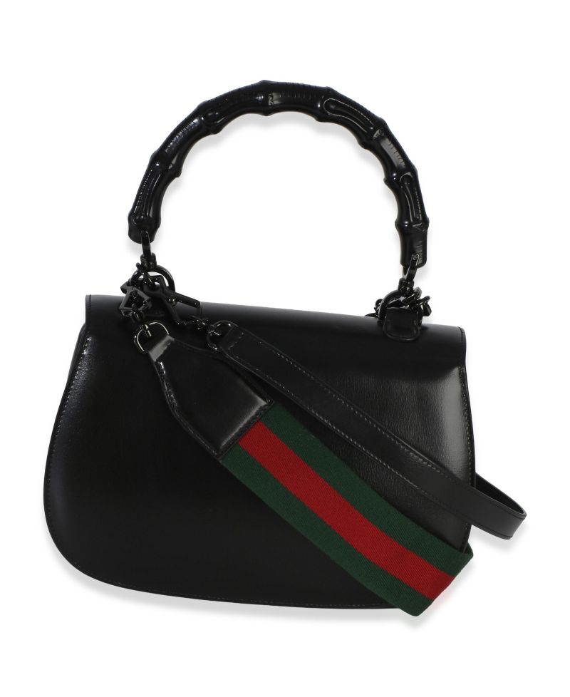 Black Monochrome Boarded Dyana Lux Medium Bamboo 1947 Top Handle Bag