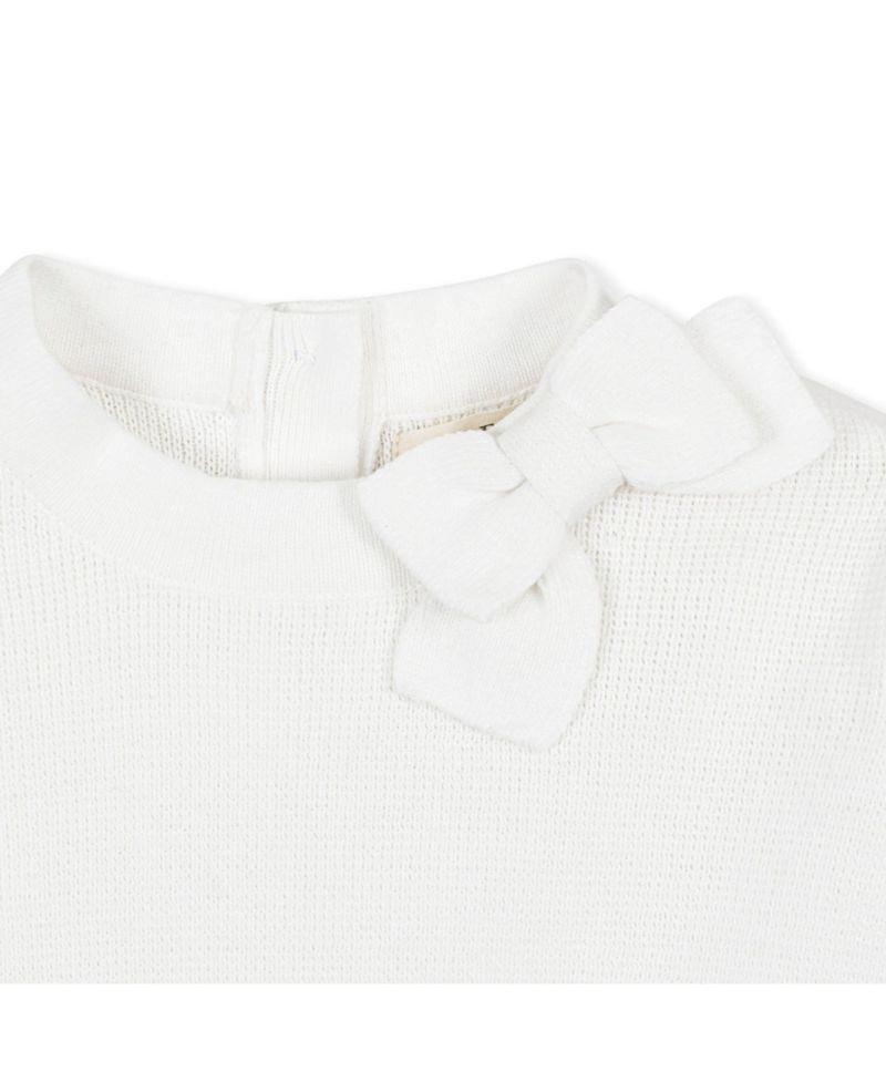 Baby Girls Hope and Henry Organic Long Sleeve Mock Neck Bow Detail Sweater Dress