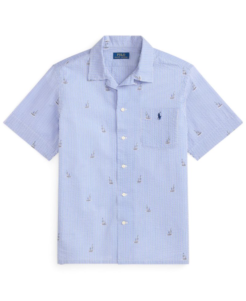 Men's Classic-Fit Sailboat Seersucker Shirt