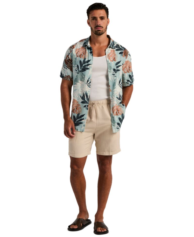 Men's Tropical Print Button-Down Shirt