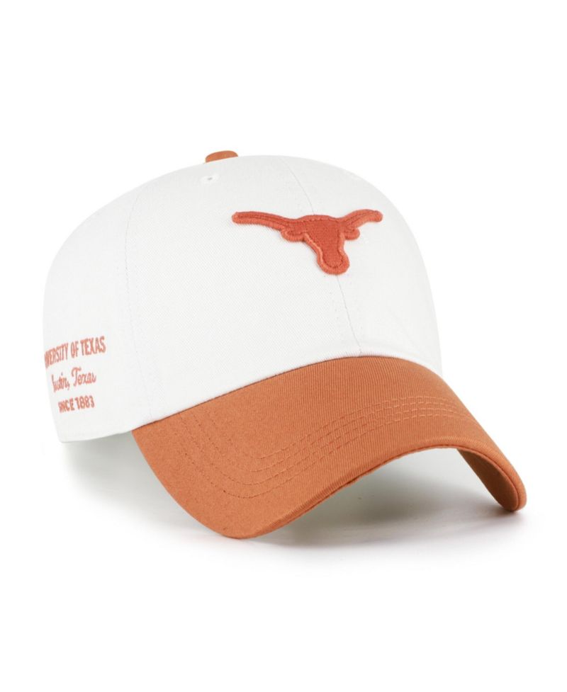 Men's '47 White/Texas Orange Texas Longhorns Contemporary Basics Two Tone Clean Up Adjustable Hat
