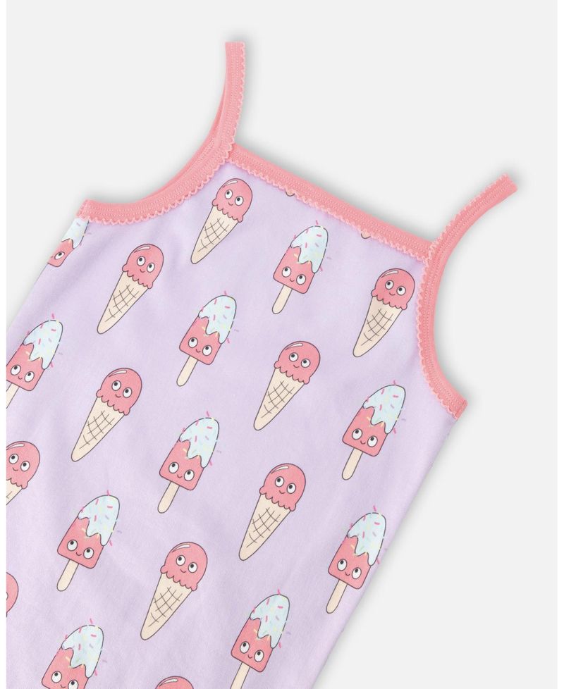 Baby Girls Cotton Two-Piece Pyjama Set Lilac Printed Ice Creams
