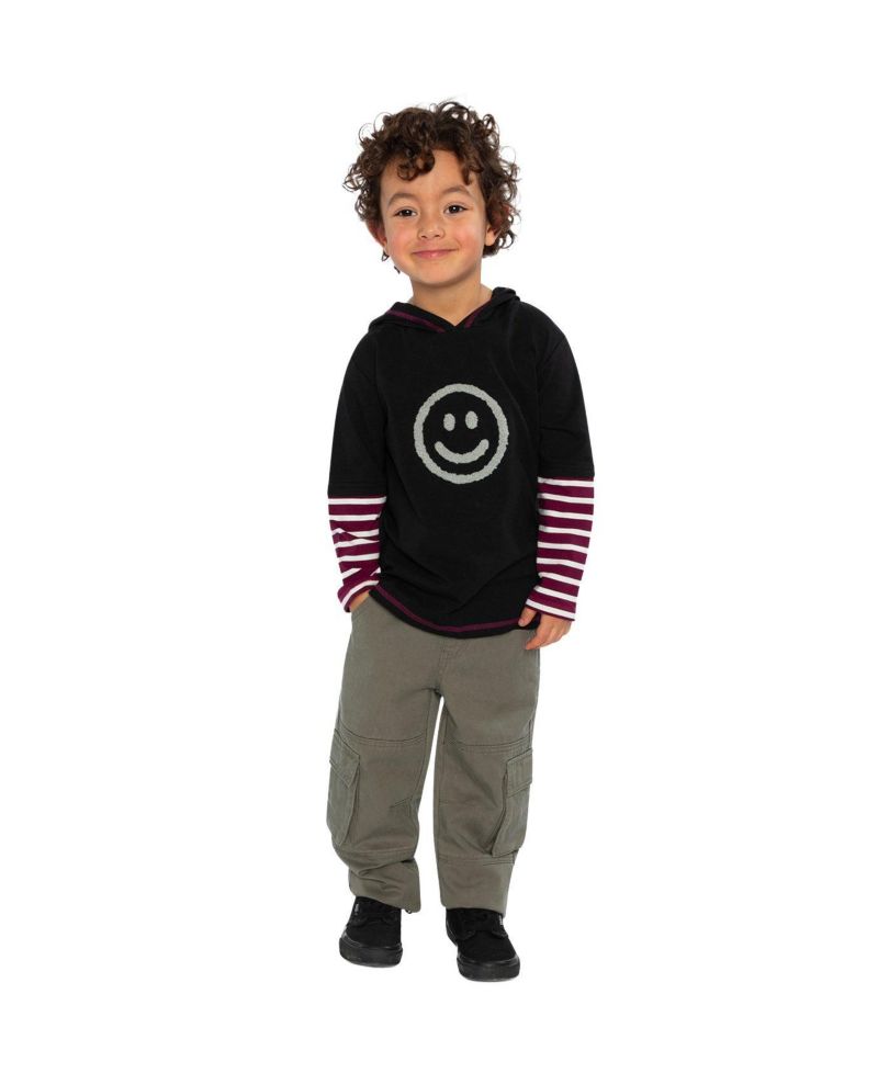 Little and Big Boy 6-12Y Fake Double Sleeve Hooded Shirt