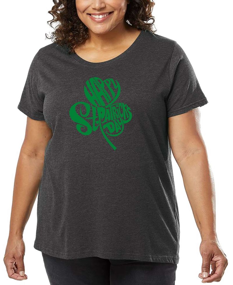 Plus Size St. Patrick's Day Shamrock Word Art T-Shirt