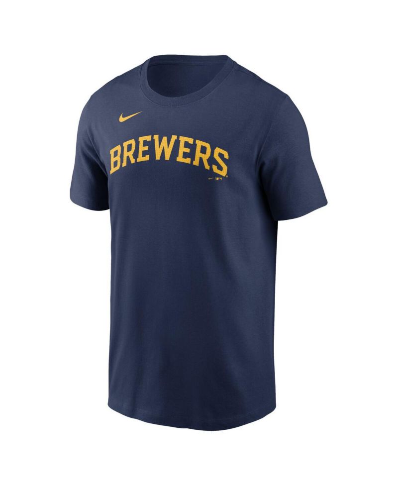 Men's Navy Milwaukee Brewers Fuse Wordmark T-shirt