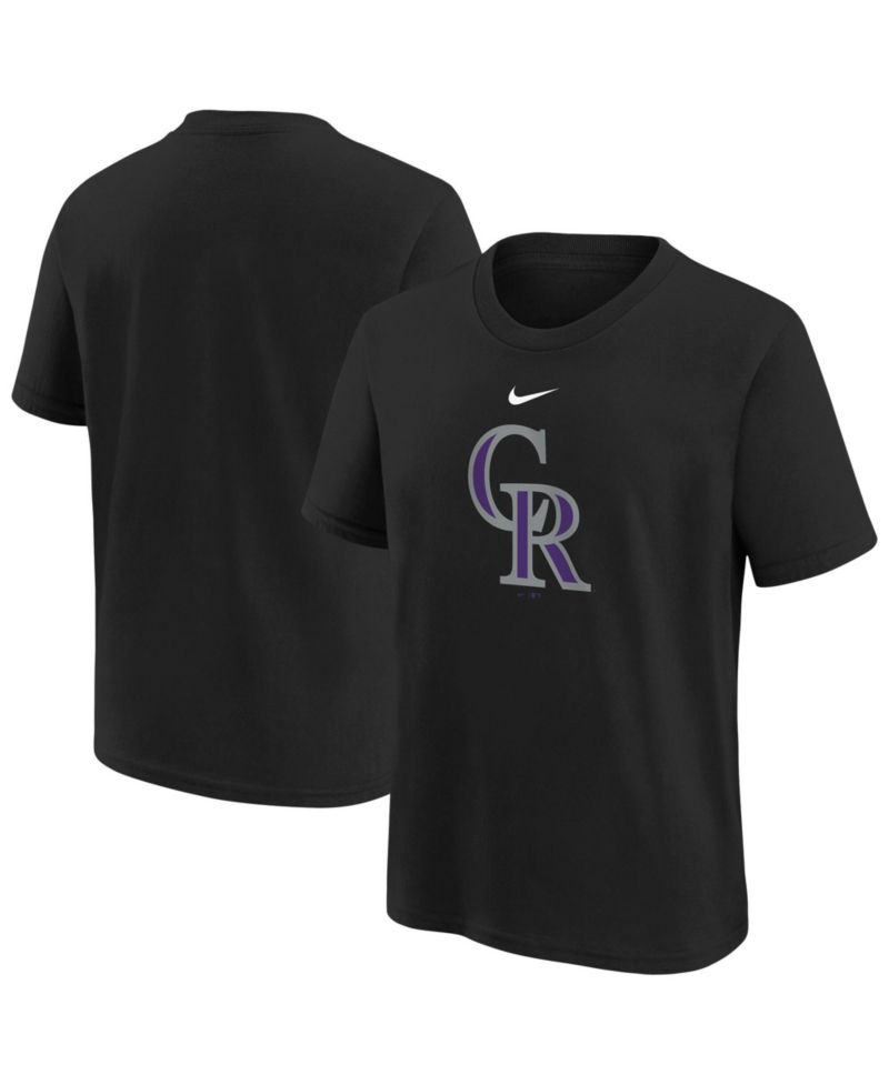 Big Boys and Girls Black Colorado Rockies Large Logo T-Shirt