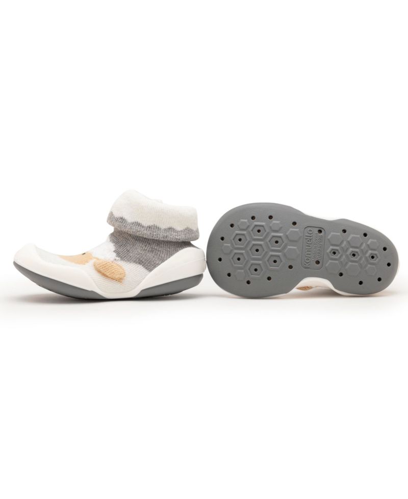 Baby Girl Boy First Walk Sock Shoes Little Lamb - Heather Grey