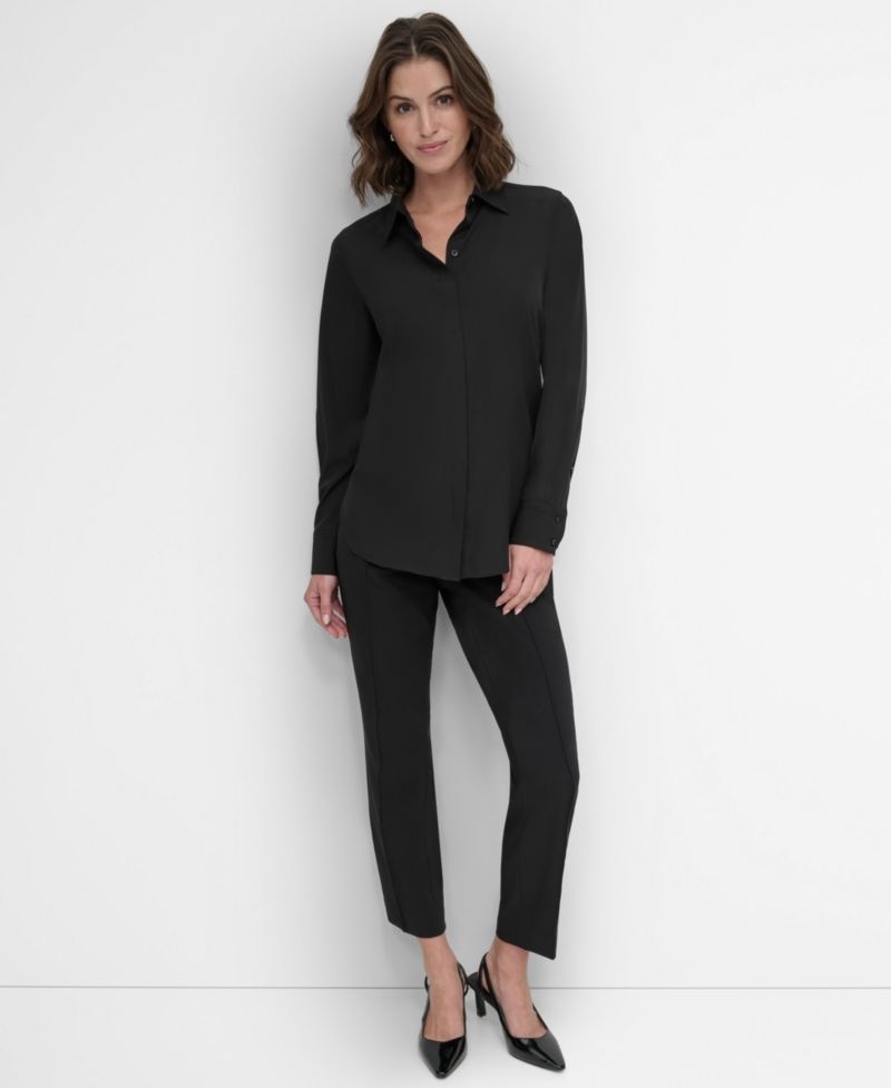 Petite Long-Sleeve Button-Front Shirt
