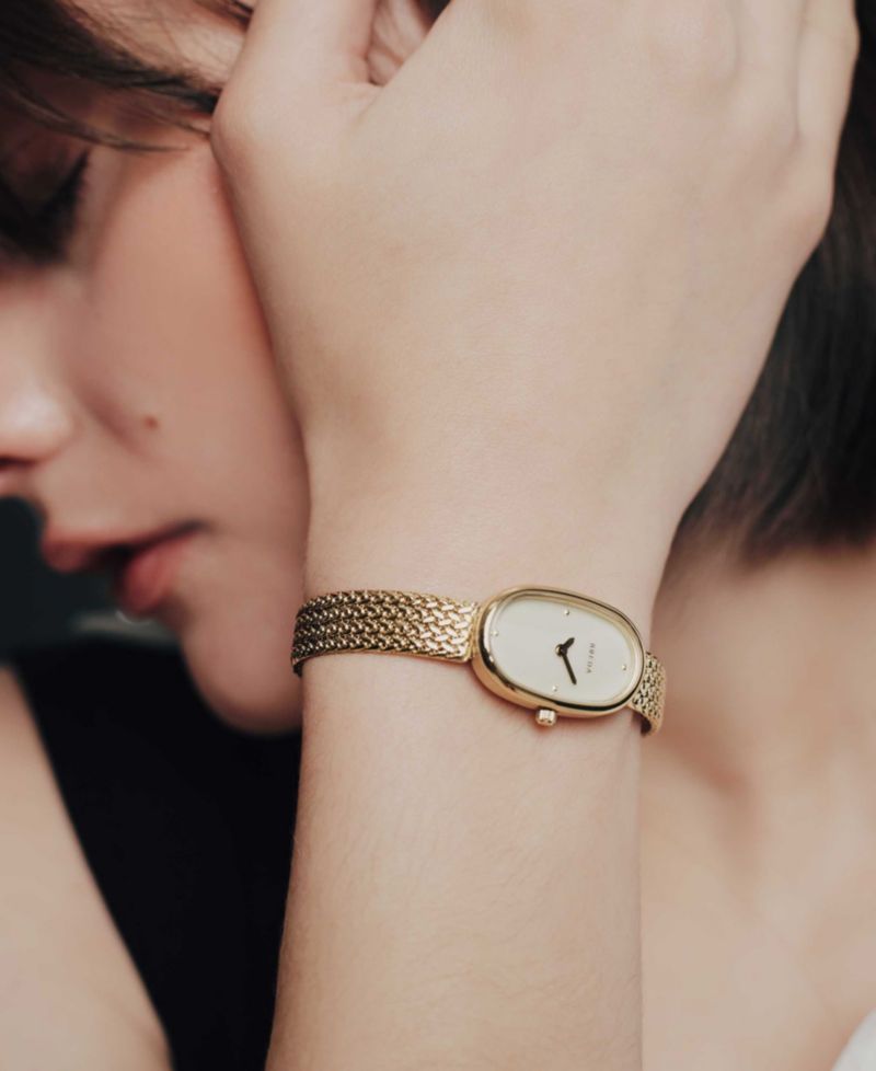 Women's 'Jane Tethered' Gold Stainless Steel Mesh Watch, 18mm