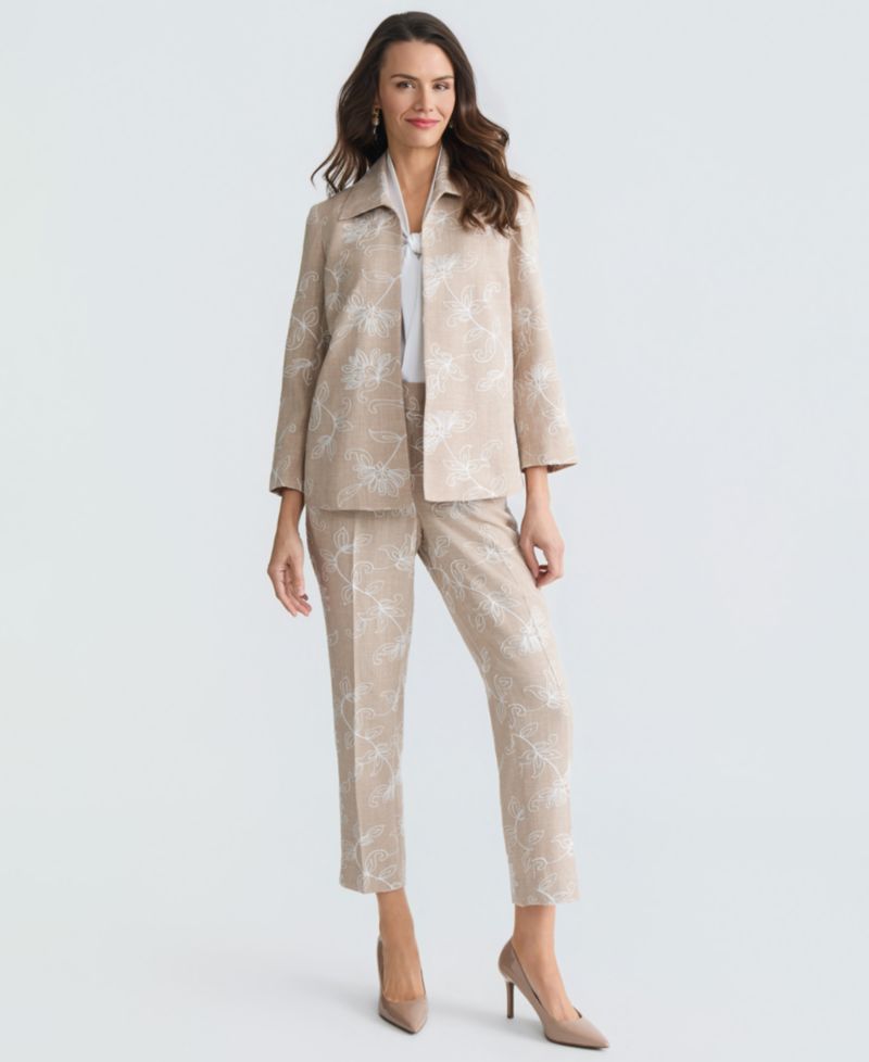 Women's Boxy Floral Embroidered Jacket, Regular & Petite