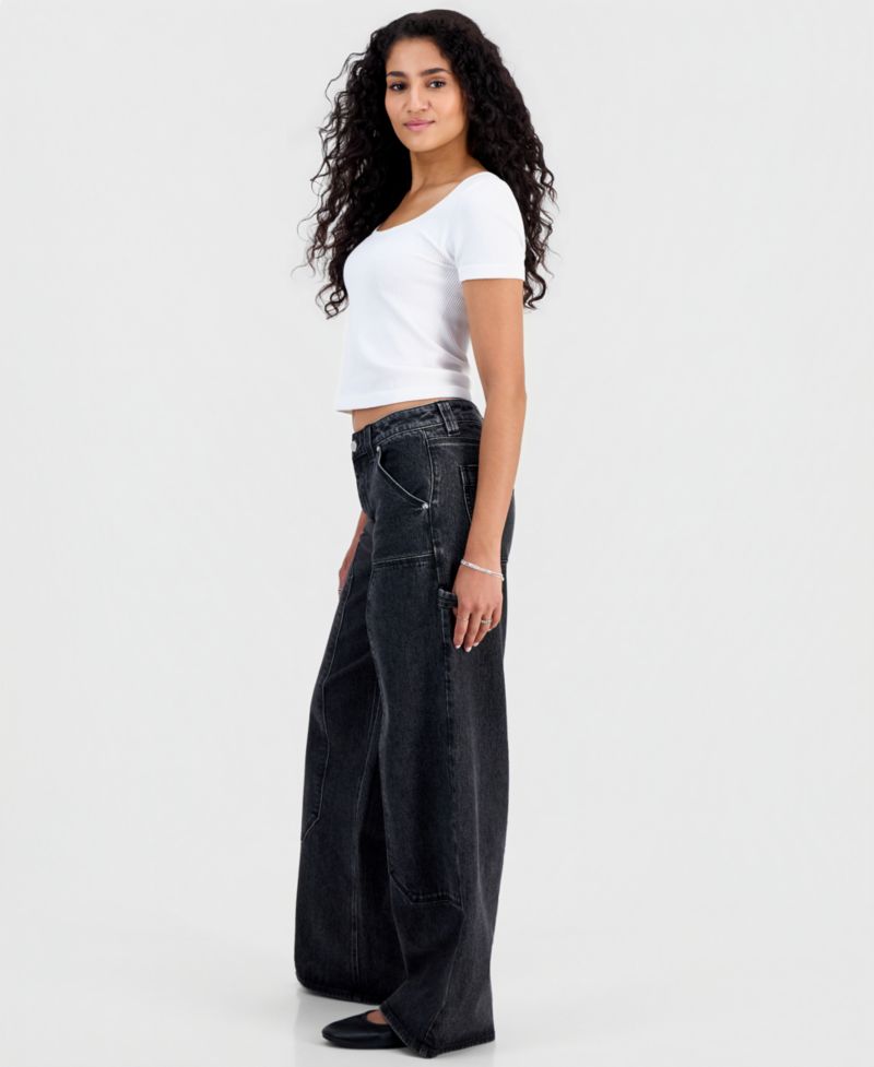 Juniors' High-Rise Ultra 90s Wide-Leg Carpenter Jeans