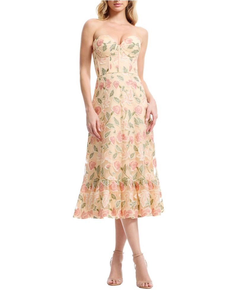 Women's Carina Strapless Sweetheart Floral Dress