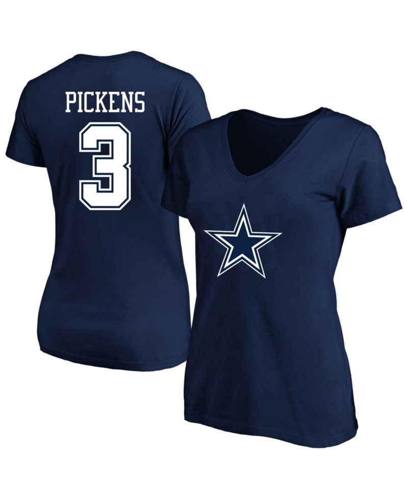 Women's George Pickens Navy Dallas Cowboys Plus Size Name & Number V-Neck T-Shirt