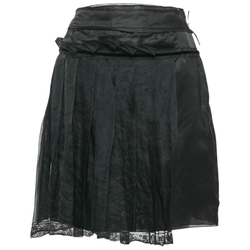 Women's Pre-Owned Dolce and Gabbana Black Crepe Pleated Mini Skirt