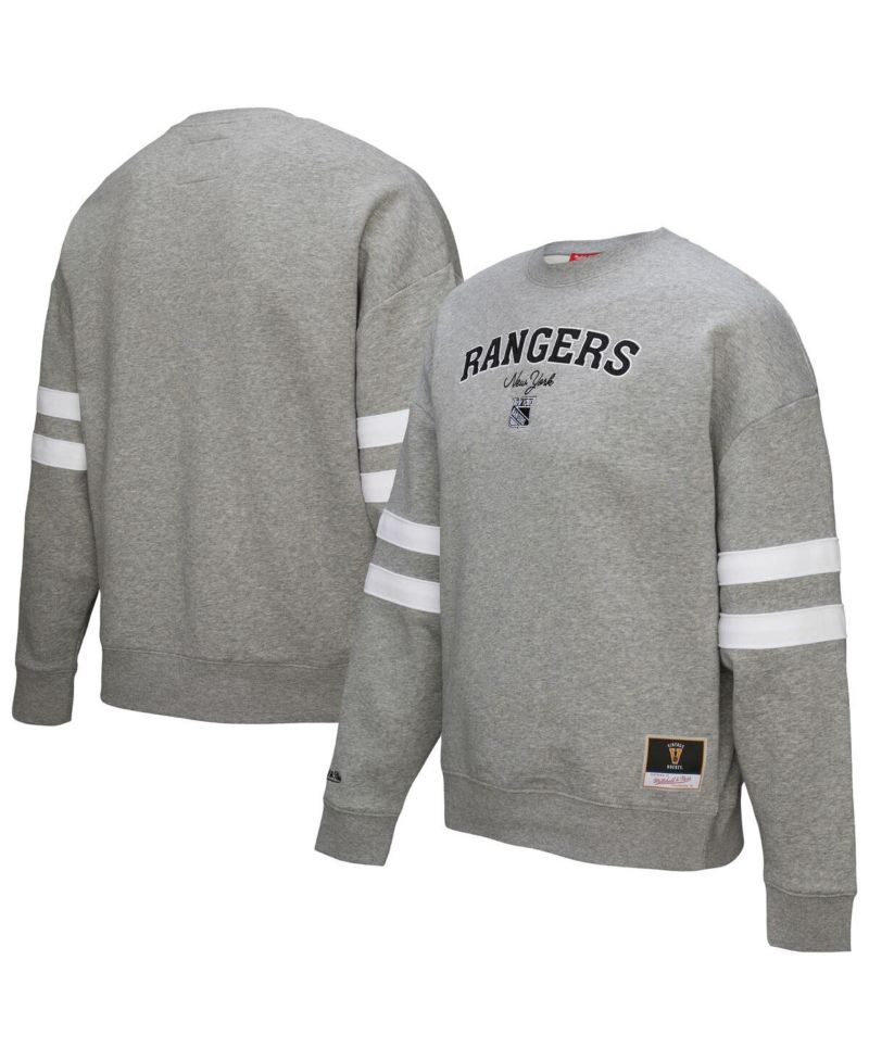 Women's Heather Gray New York Rangers Logo Lightweight Pullover Sweatshirt