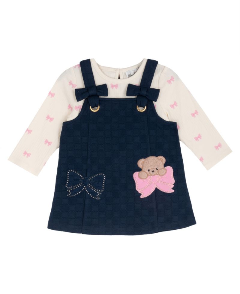 Baby Girls' Navy Double Knit Jumper and Long-Sleeve Bodysuit, 2-Piece Set
