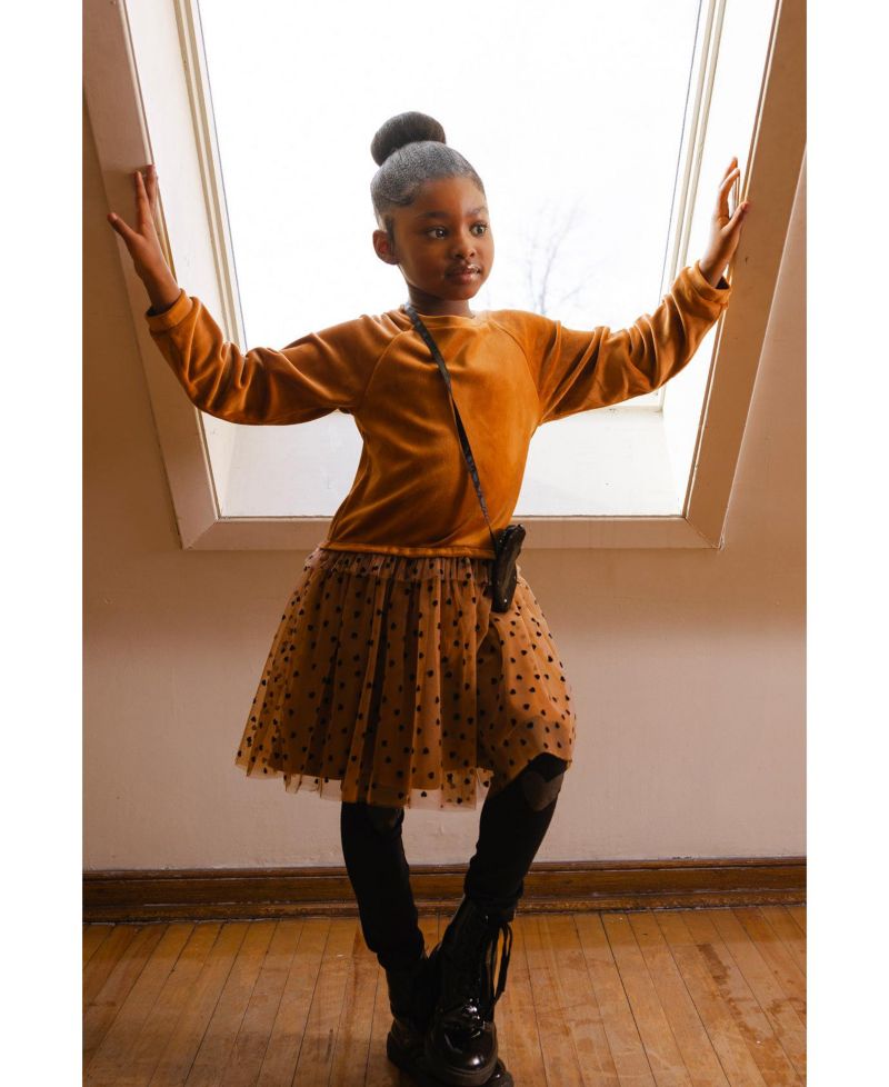 Little and Big Girl 6 - 14 Bi-Material Dress