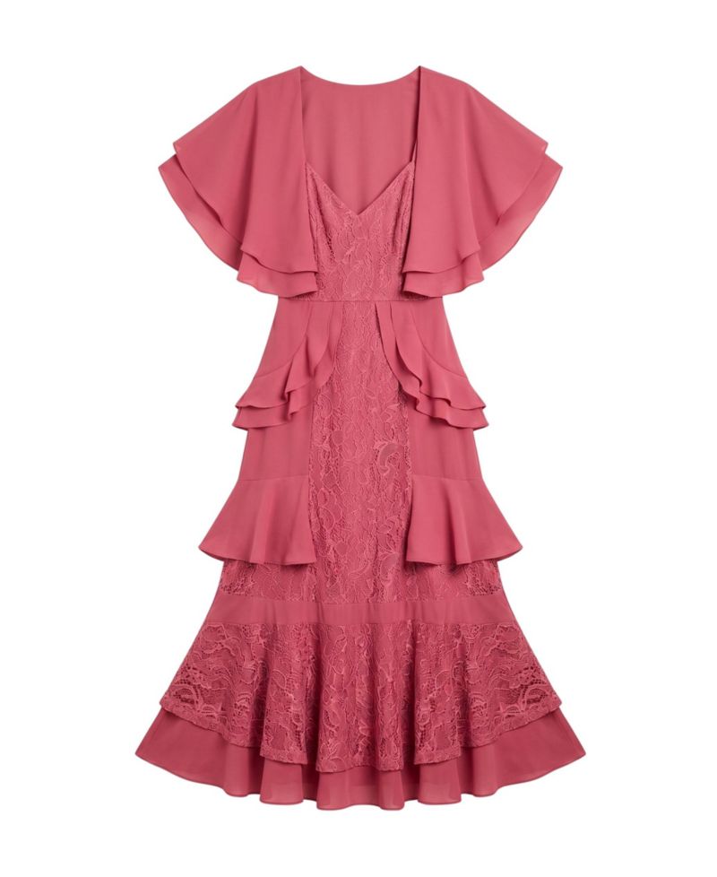 Women's Lace Ruffle V-Neck Dress