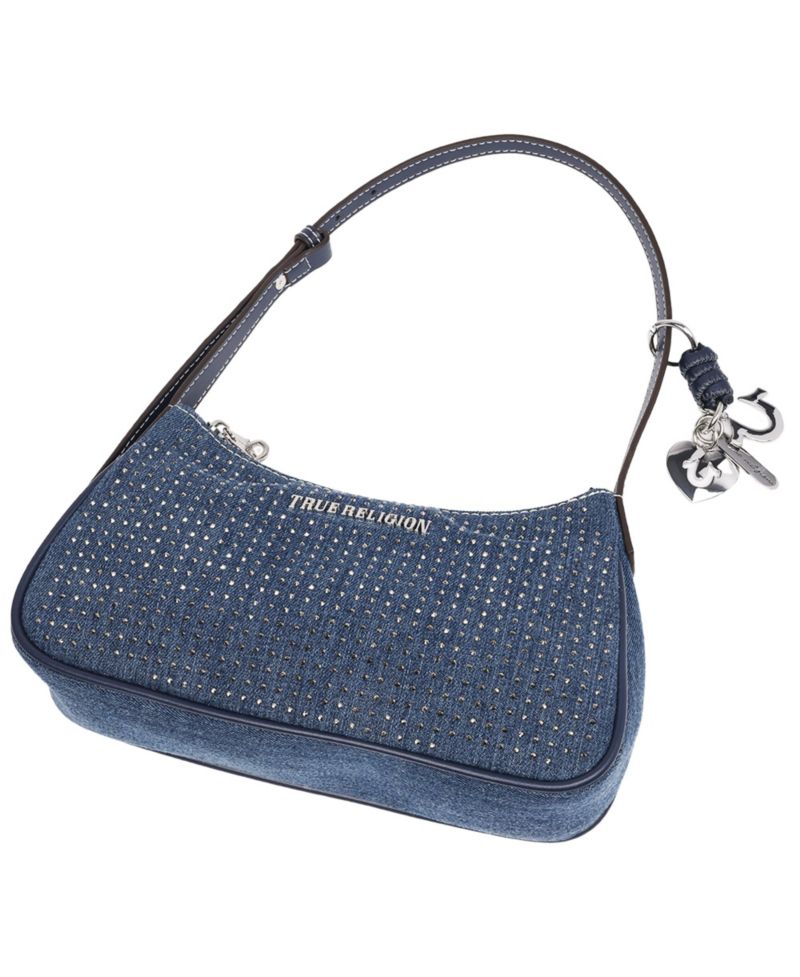 SPARKLE DENIM ZIP TOP BAG