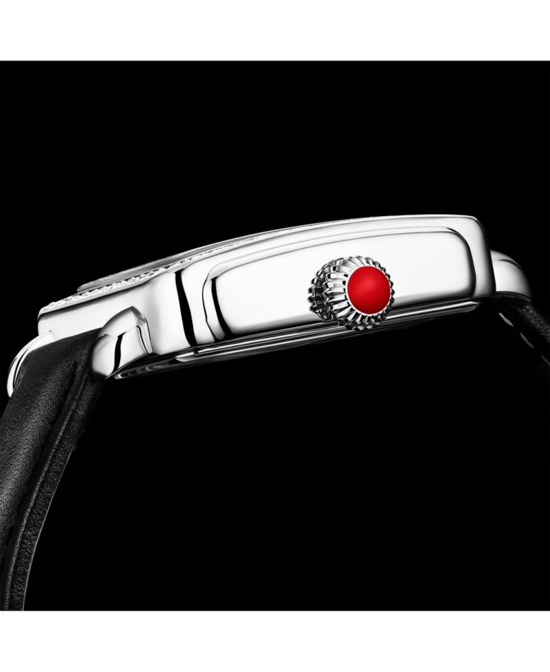 Elegant Women s Rectangular 35x47mm Dress Watch - Model 4060L.1, Silver Case, Black Leather Strap, Crystal Bezel
