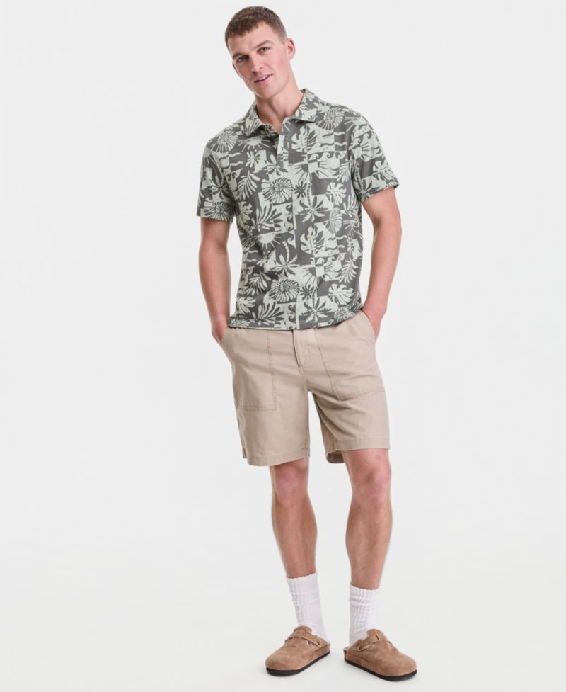 Men's Cotton Palm-Print Polo Shirt