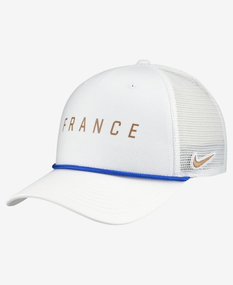 Men's White France National Team Rise Rope Trucker A-Frame Adjustable Hat