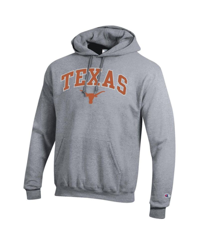 Men's Heather Gray Texas Longhorns Arch Over Logo Pullover Hoodie