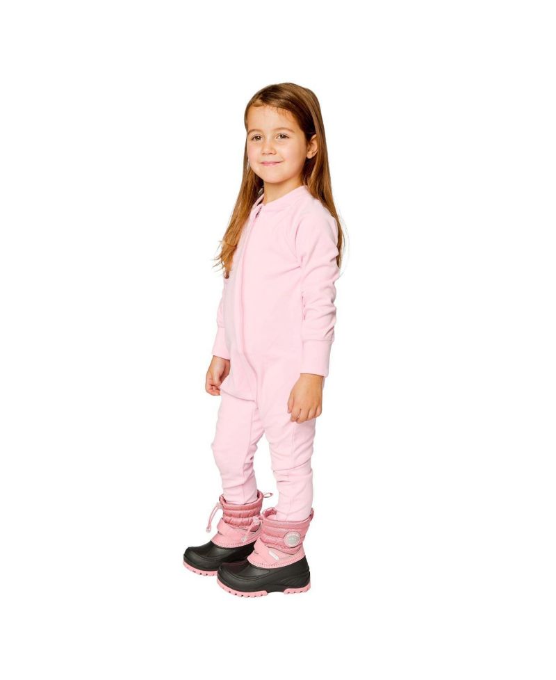 Little and Big Girl ( 6b to 14 ) One Piece Thermal Underwear Pale