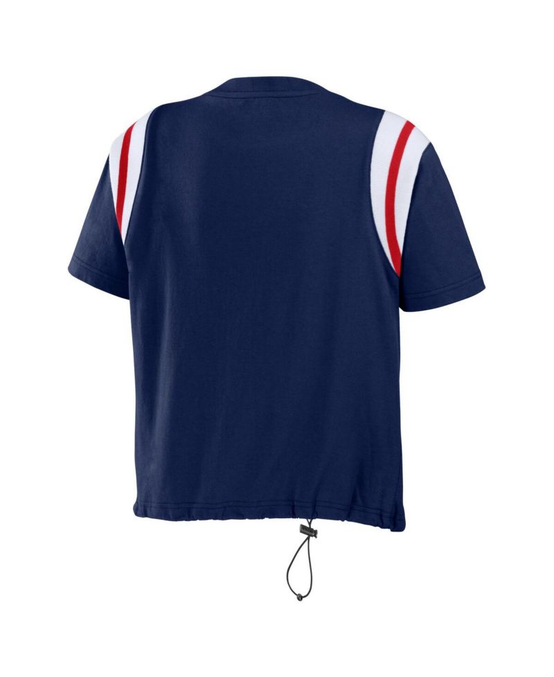 Women's Navy Cleveland Guardians Cinched Colorblock T-Shirt