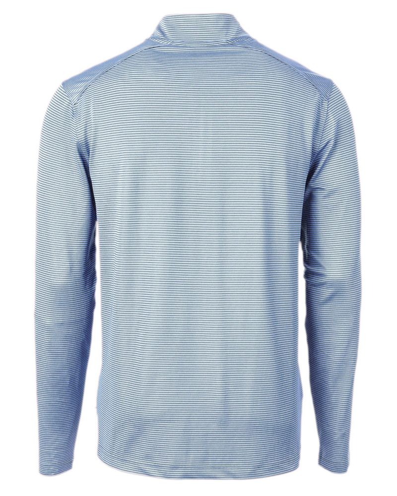 Men's Cutter Buck Virtue Eco Pique Micro Stripe Recycled Quarter Zip Jacket