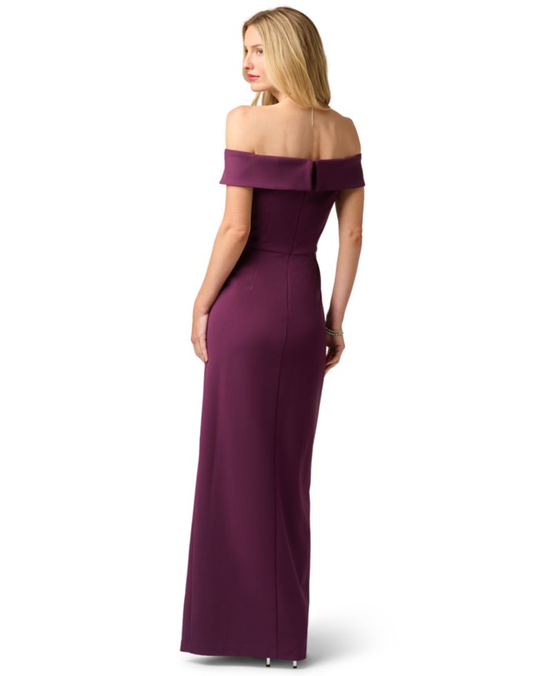 Women's Off-the-Shoulder Column Ruffle Gown