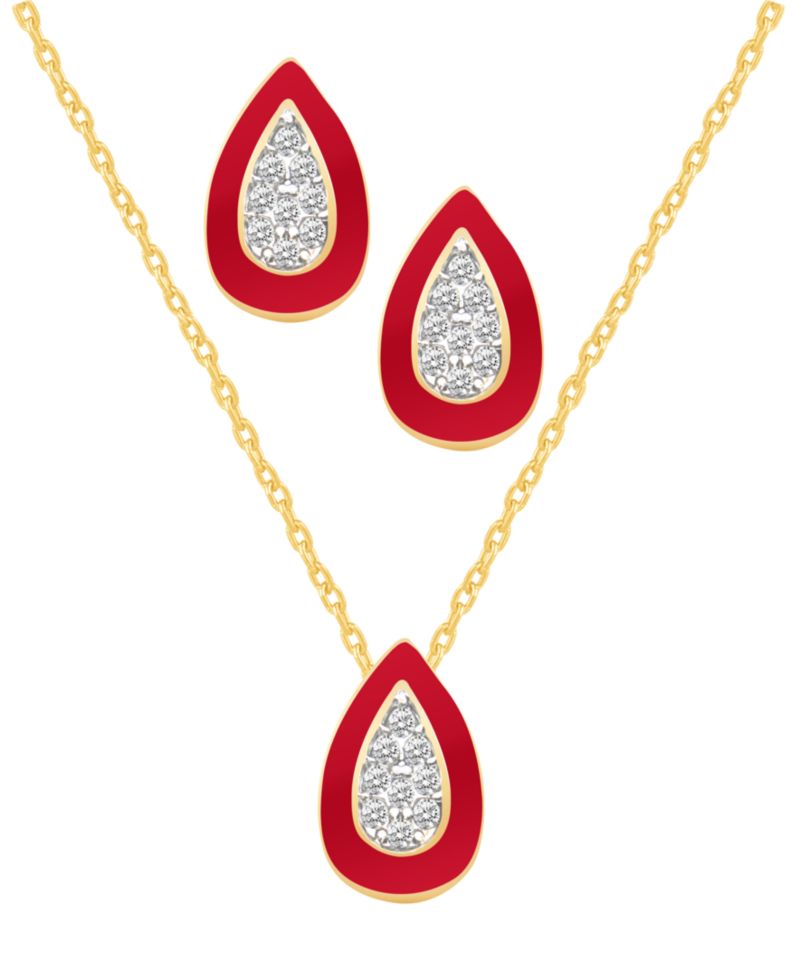 Crystal Enamel Necklace and Earring Set, 2-Piece