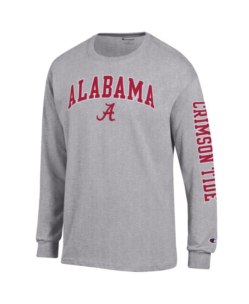 Men's Crimson Alabama Crimson Tide Arch Over Logo 2-Hit Long Sleeve T-Shirt