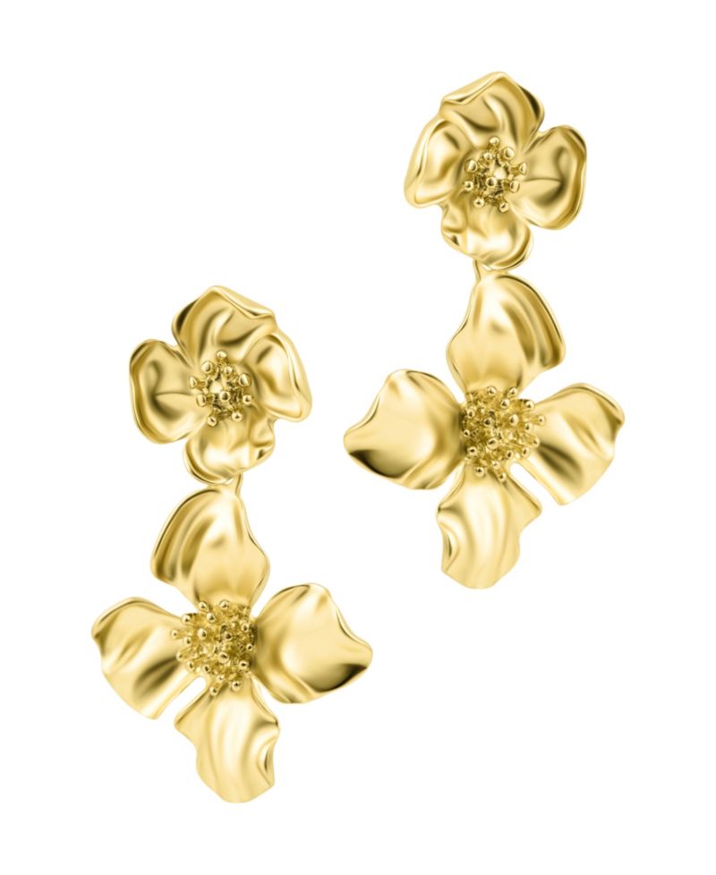 Gold Flower Drop Earrings