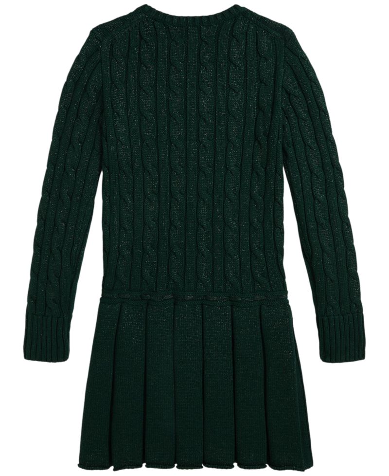 Girls' 7-16 Metallic Cable-Knit Sweater Dress